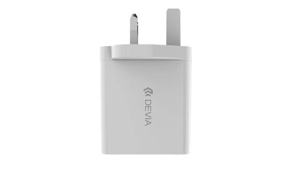 65W GaN Type C PD & QC4.0 3-Pin UK Mini Charging Plug - White
