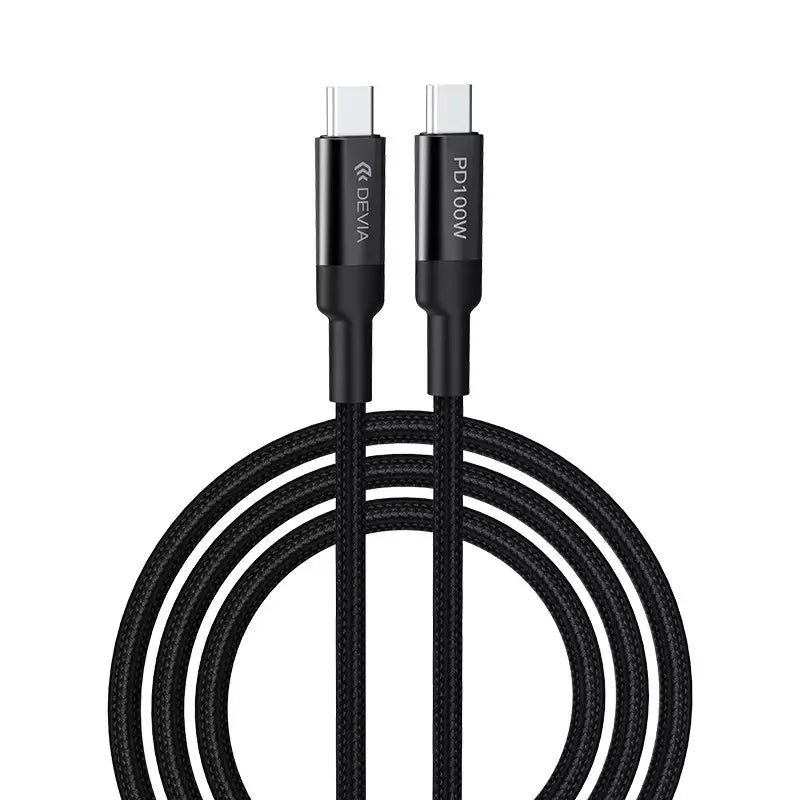 1.5m (100W) Mesh Armour Power Delivery - Type C to Type C Cable - Black